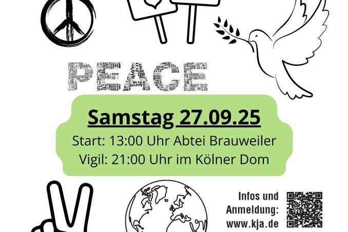 Jugend-im-Dom - Auf der Suche nach Frieden - Samstag 27.09.2025 - Start: 13 Uhr Abtei Brauweiler in Pulheim, Vigil: 21 Uhr im Kölner Dom - Infos und Anmeldung www.kja.de