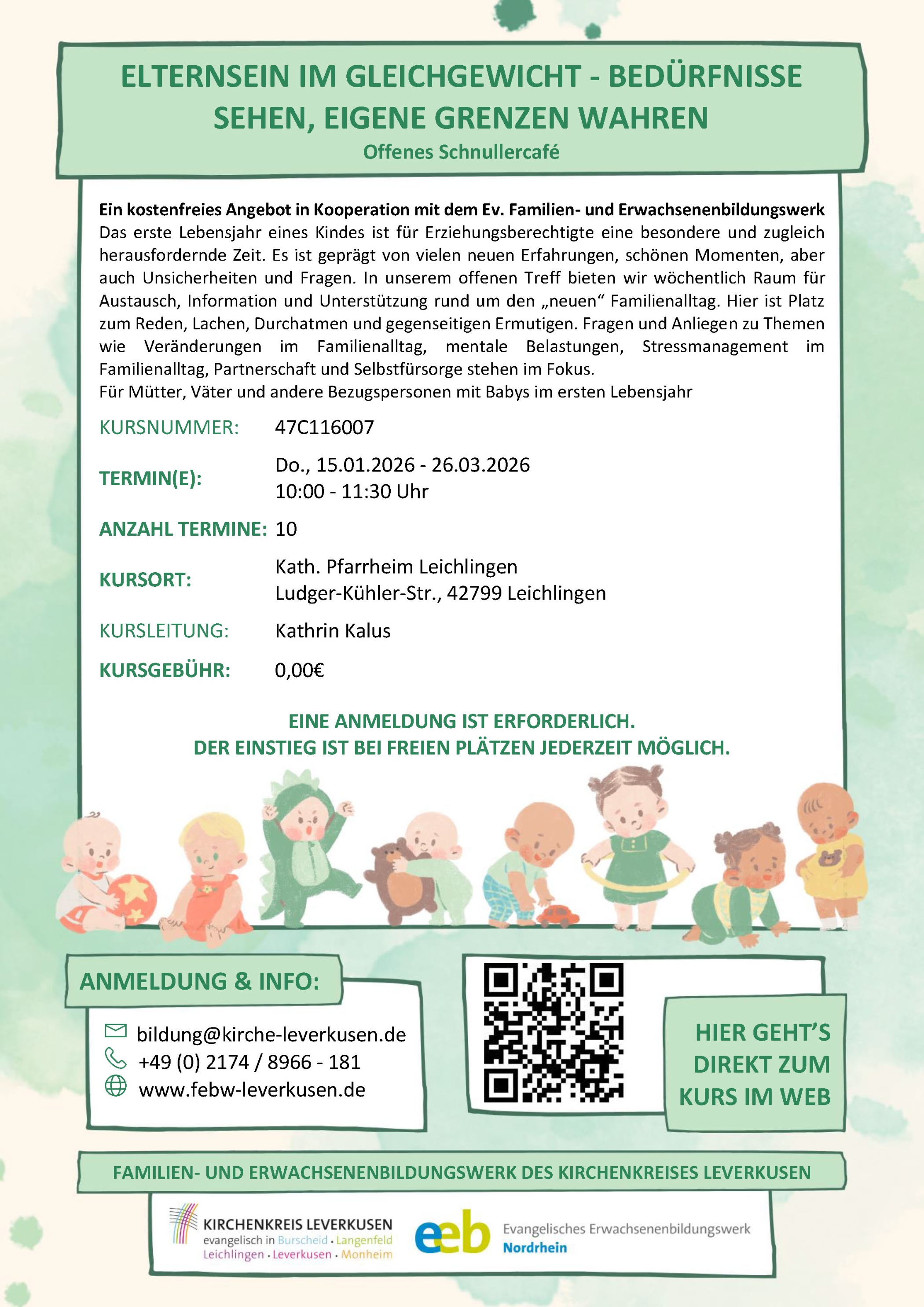 Plakat Elternsein im Gleichgewicht - Bedürfnisse sehen, eigene Grenzen wahren - Offenes Schnullercafé