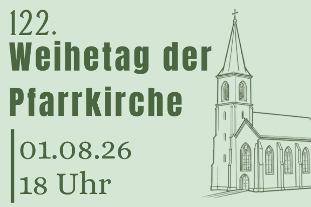 Plakat zum 122. Weihetag der Pfarrkirche (c) Dieses Bild wurde mit KI erstellt. (Canva AI) Plakat zum 122. Weihetag der Pfarrkirche