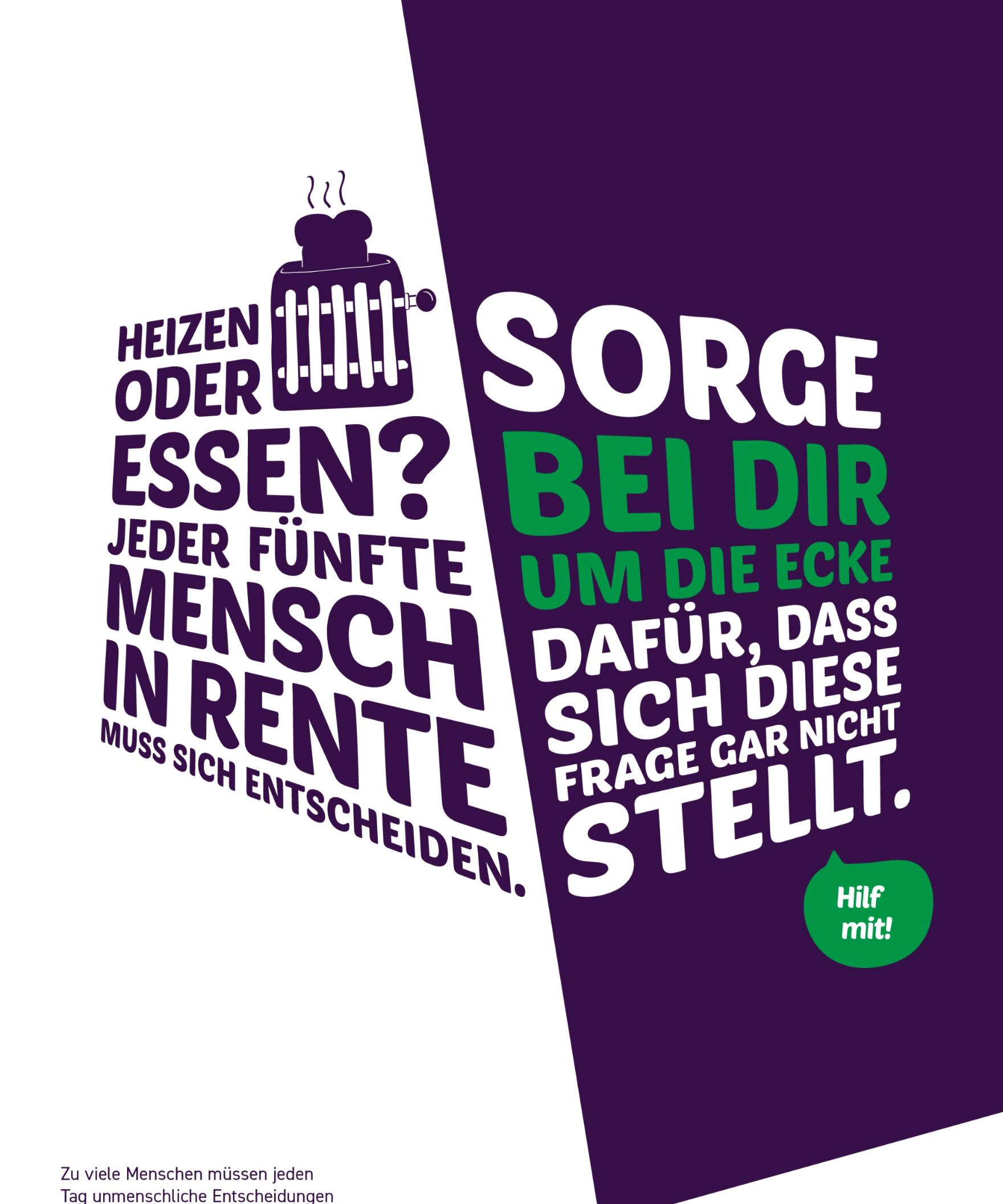 Heizen oder essen? Jeder fünfte Mensch in Rente muss sich entscheiden. Sorge bei dir um die Ecke dafür, dass sich diese Frage gar nicht stellt. Hilf mit!