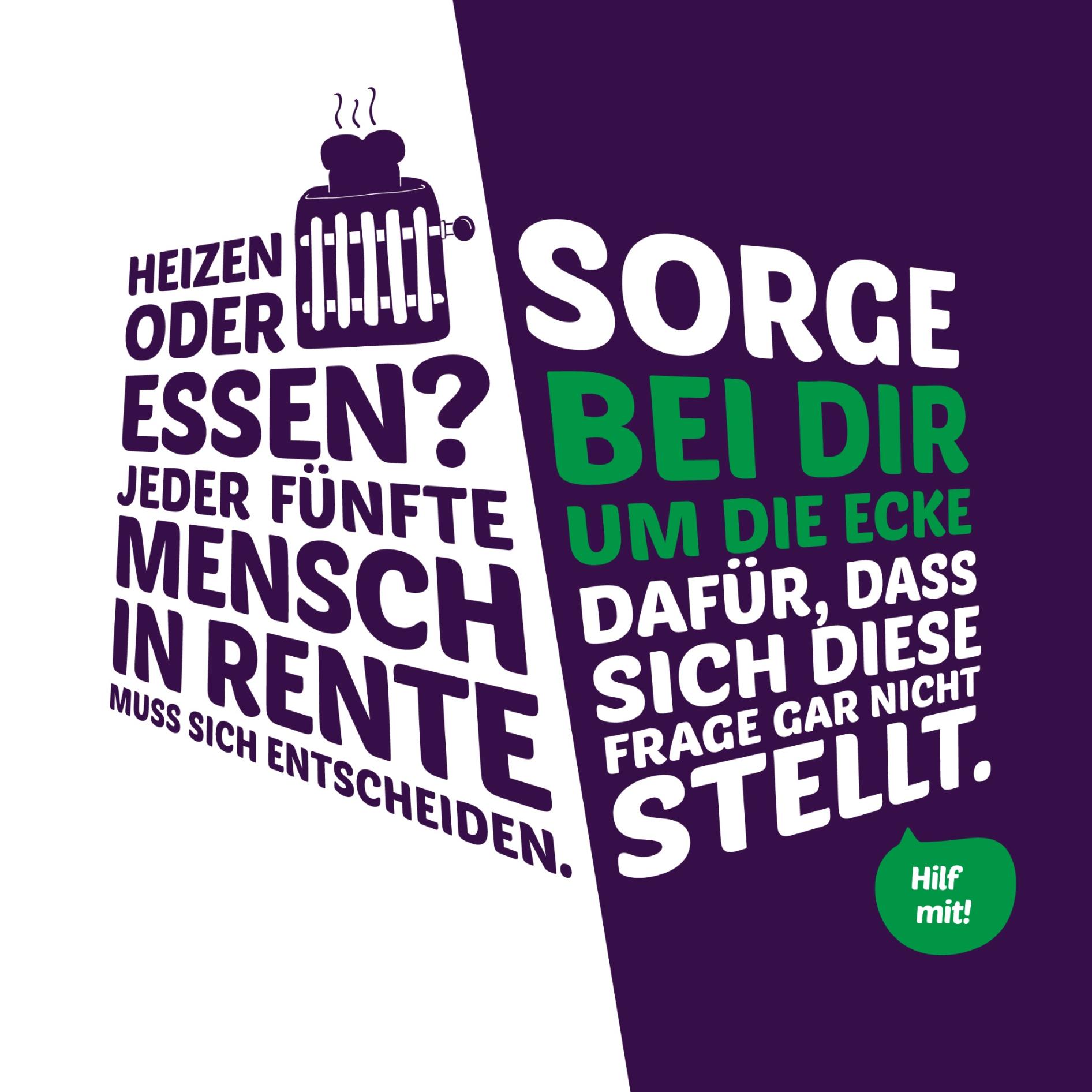 Heizen oder essen? Jeder fünfte Mensch in Rente muss sich entscheiden. Sorge bei dir um die Ecke dafür, dass sich diese Frage gar nicht stellt. Hilf mit!