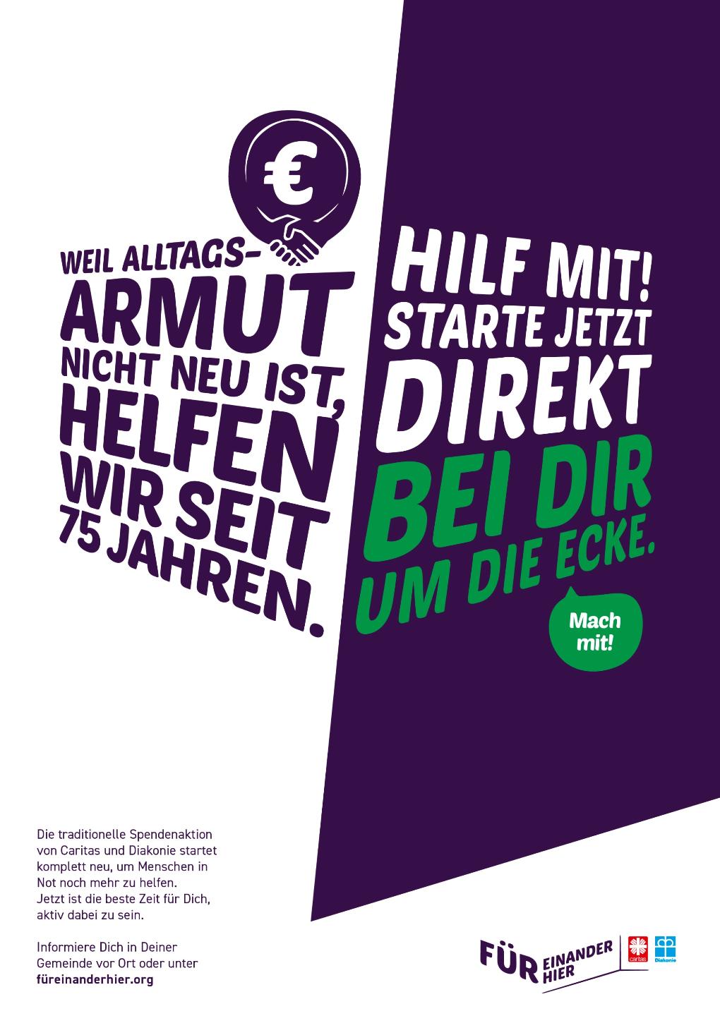 Weil Alltagsarmut nicht neu ist, helfen wir seit 75 Jahren. Hilf mit! Starte jetzt direkt bei dir um die Ecke. Mach mit!