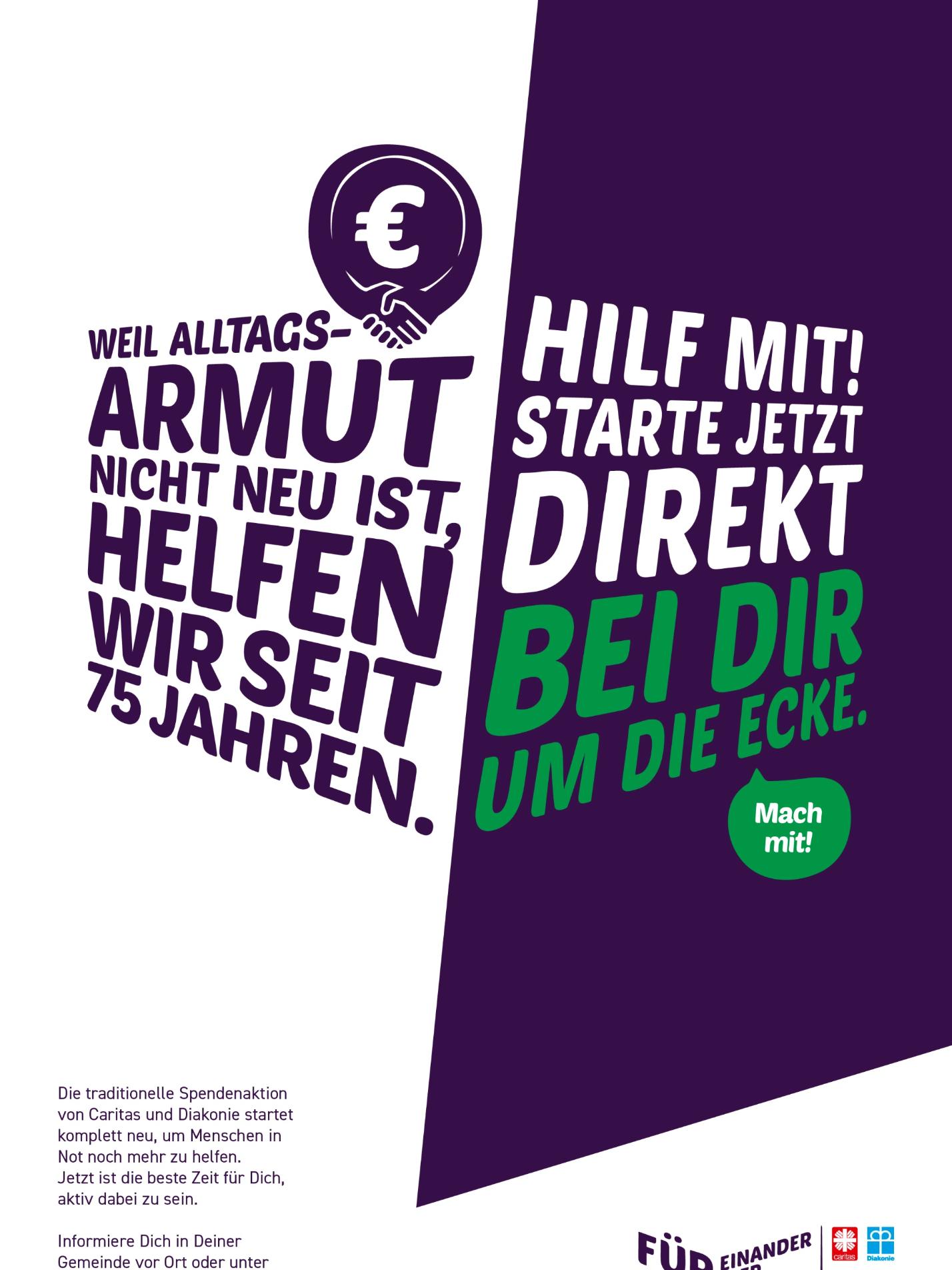 Weil Alltagsarmut nicht neu ist, helfen wir seit 75 Jahren. Hilf mit! Starte jetzt direkt bei dir um die Ecke. Mach mit!