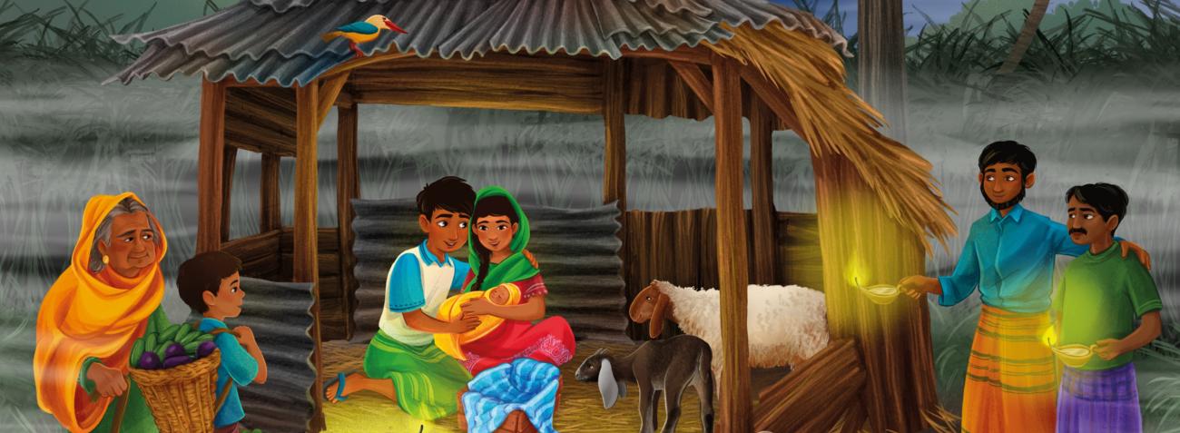 Krippenszene in das heutige Bangladesch verlagert