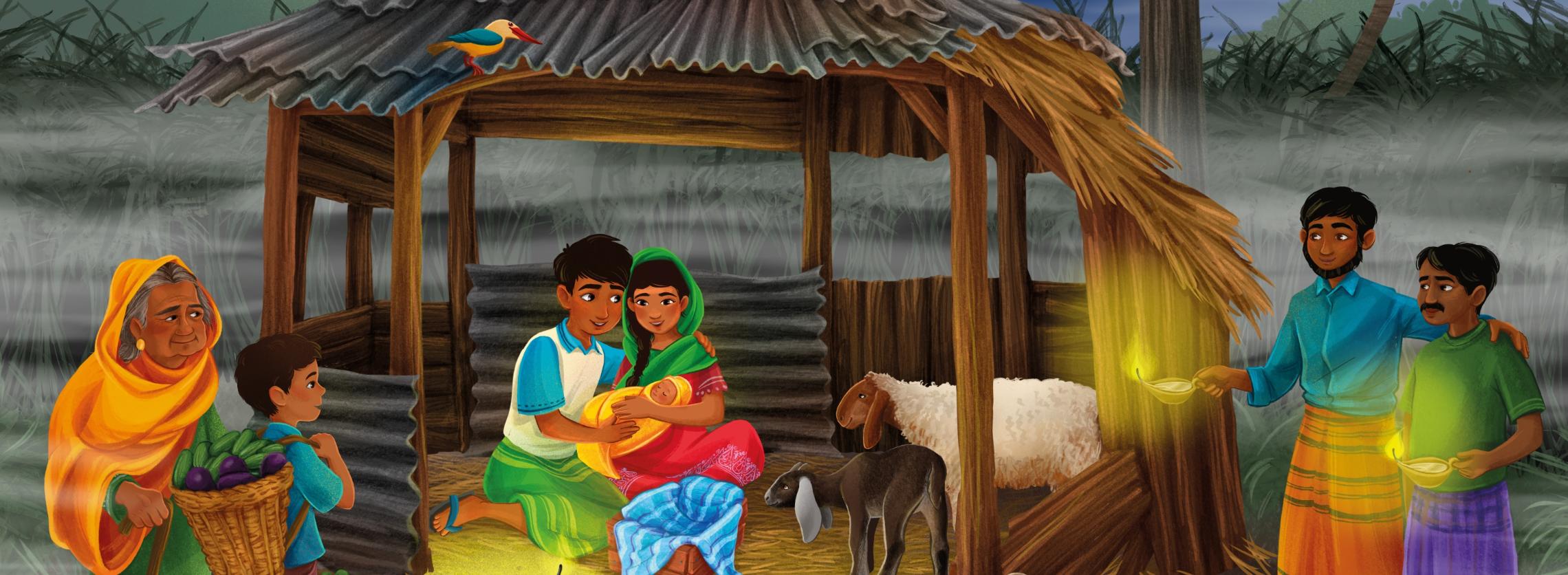 Krippenszene in das heutige Bangladesch verlagert