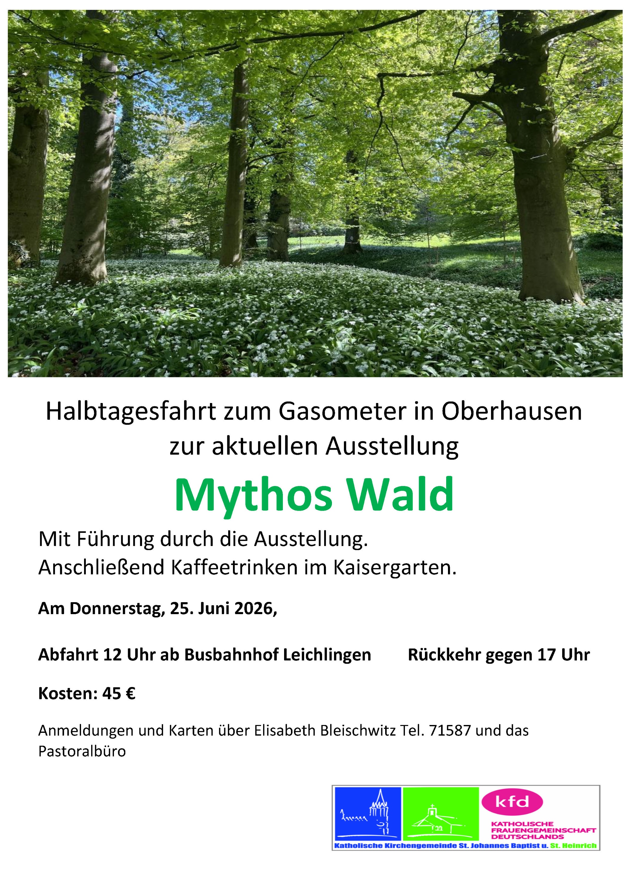 Einladung der kfd zur Halbtagesfahrt zum Gasometer in Oberhausen am 25.06.2026