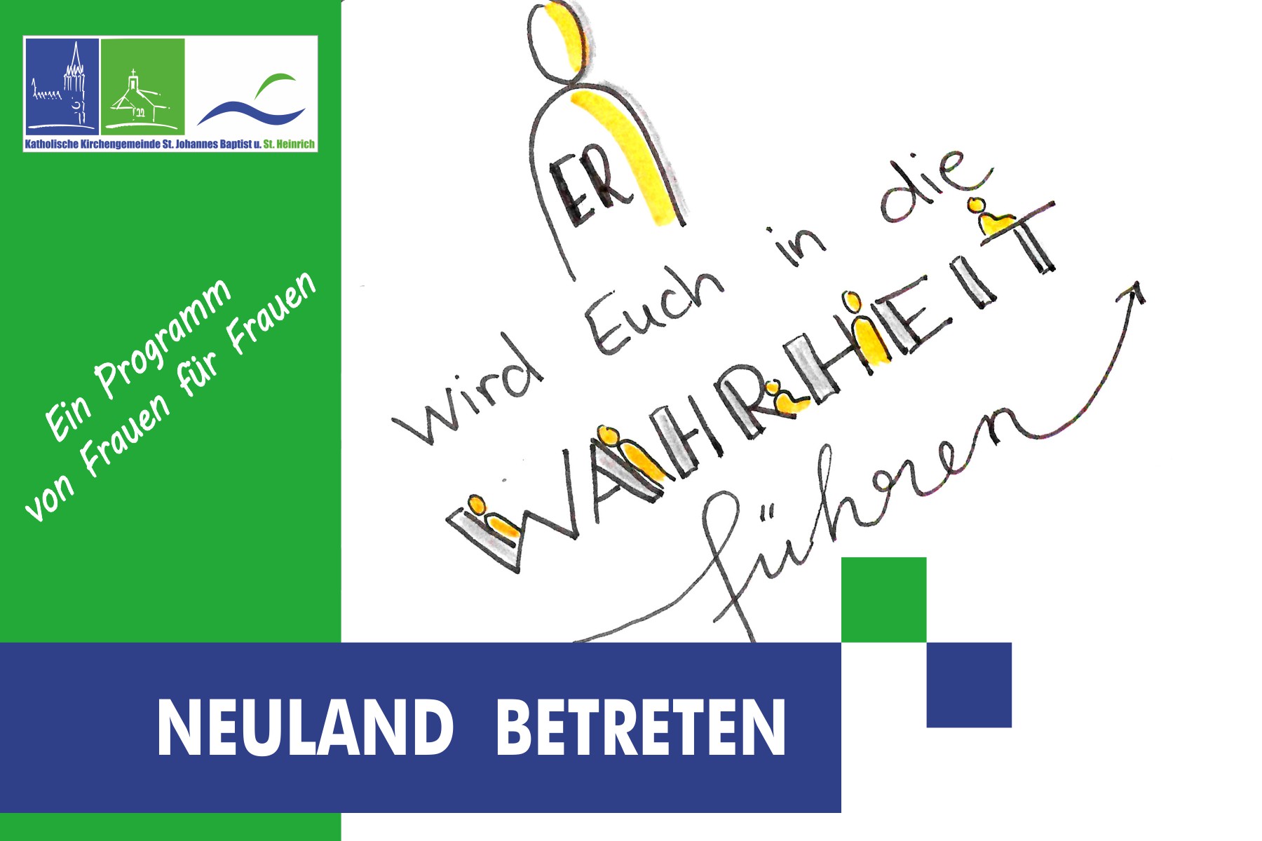 Handschriftliche Grafik mit Bibelzitat und gelb markierten Wörtern.