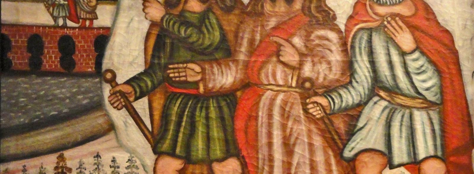 Gemälde von Jesus zwischen 2 Jüngern auf dem Weg nach Emmaus