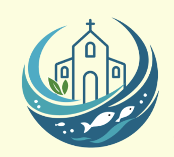 Kirche eingetaucht in lebendiges Wasser mit Fischen und welches Pflanzen speist