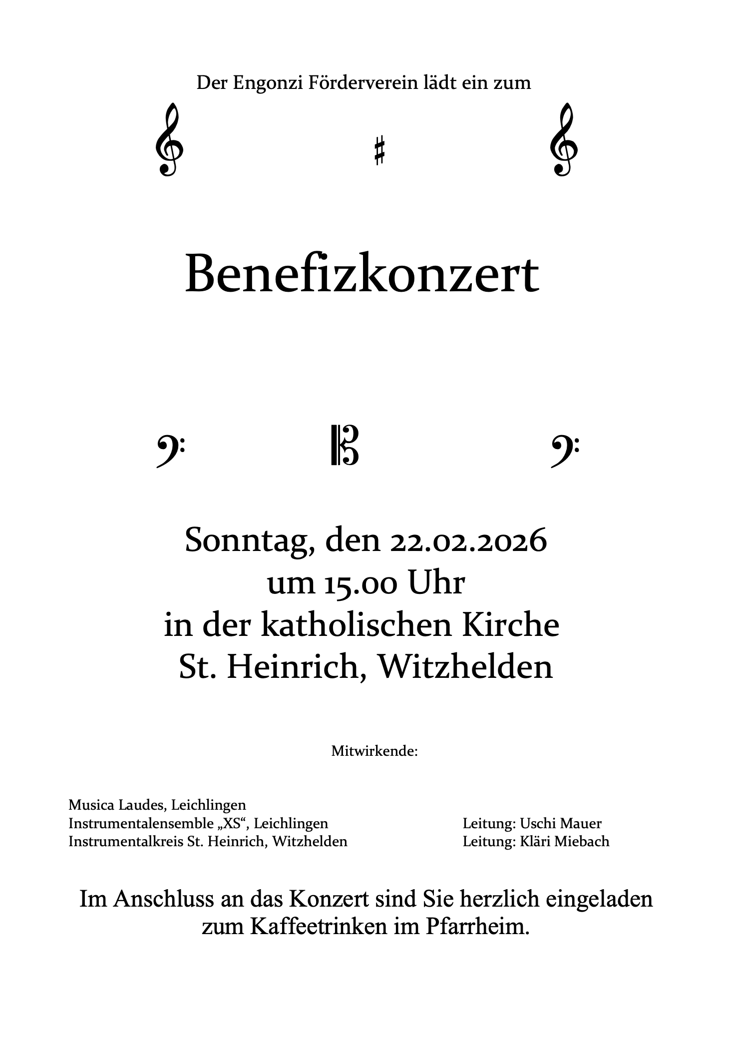 Benefizkonzert des Engonzi Fördervereins in St. Heinrich 2026