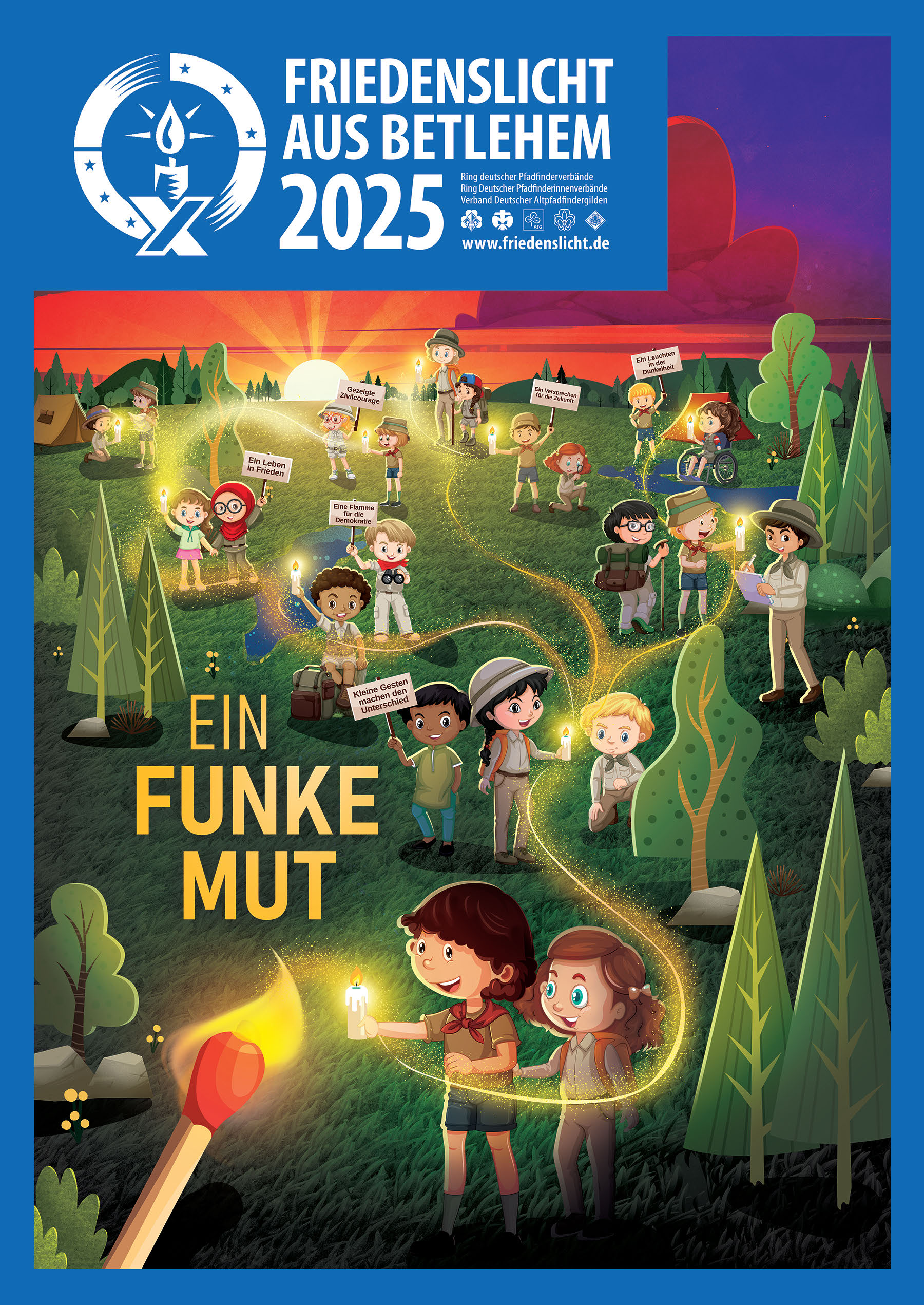 Friedenslicht Plakat 2025 - Ein Funke Mut