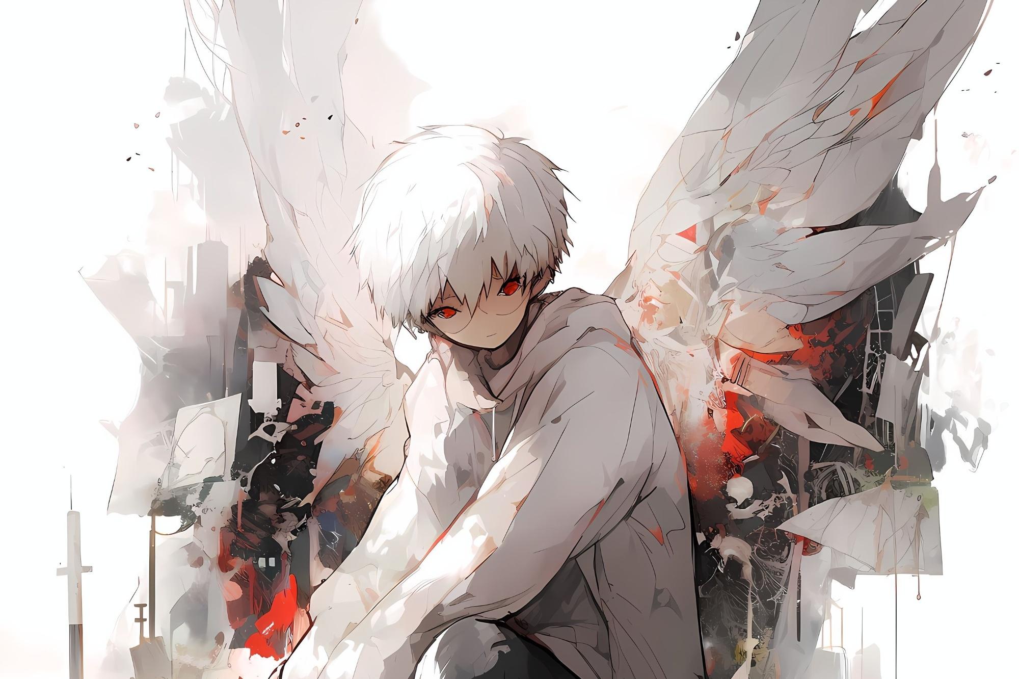 jugendlicher, männlicher Engel in Anime-Style